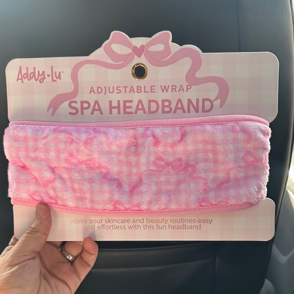 Addy•Lu Pink Bow Adjustable Wrap Spa Headband